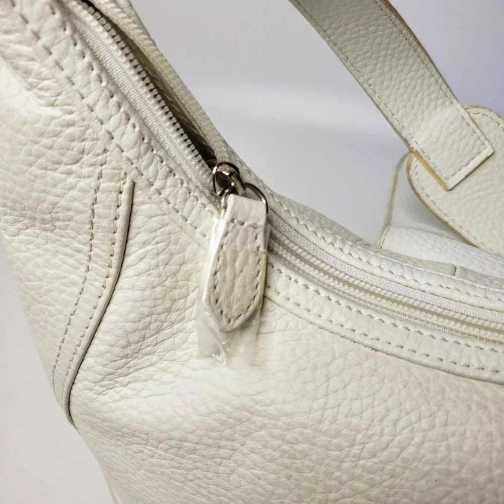 Coldwater Creek Sydney White Pebble Leather Shoulder Purse
